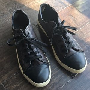 Coach Black/Brown Leather Sneakers Tennis Shoes